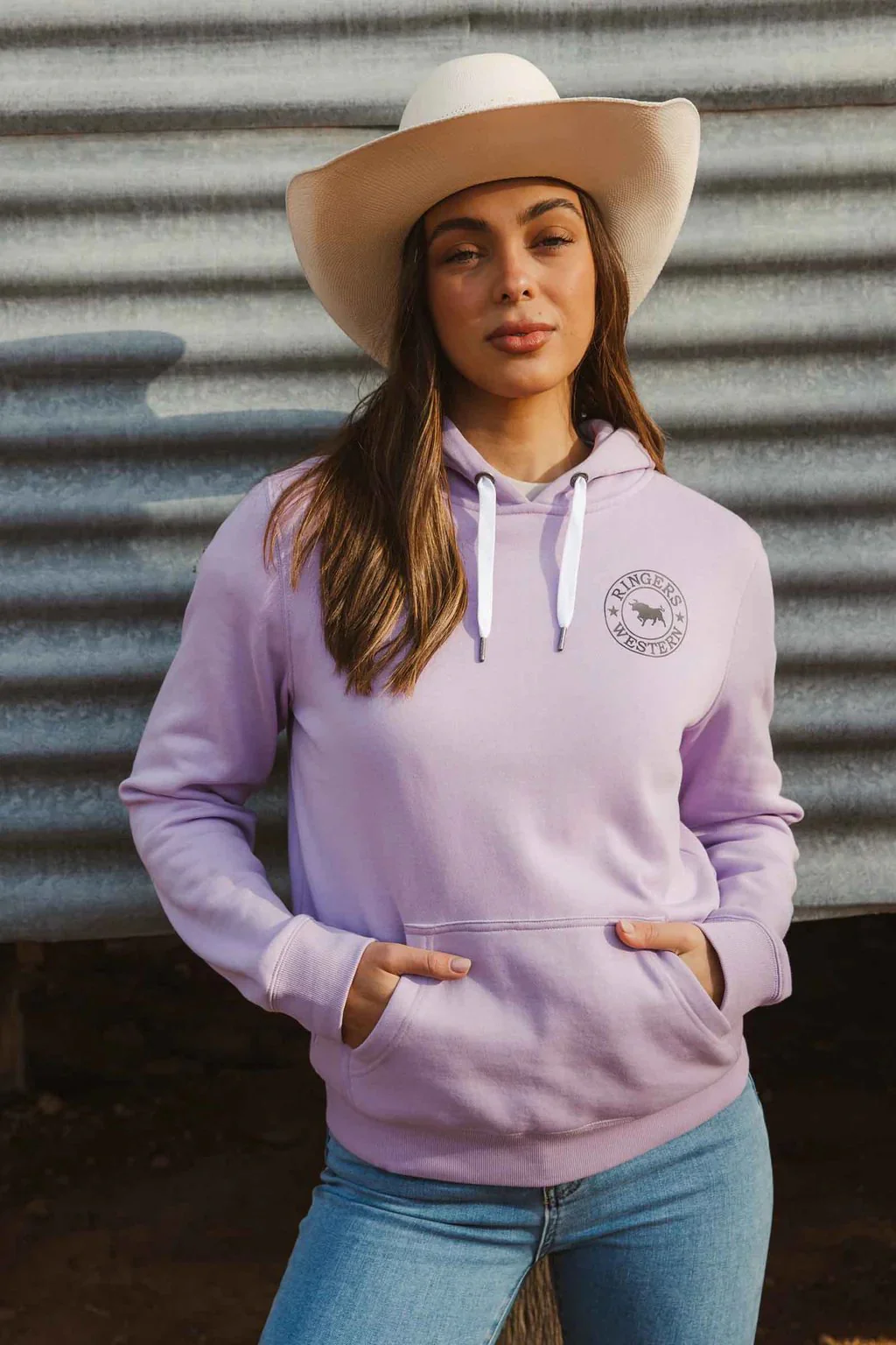 Ringers Western Signature Bull Womens Pullover Hoodie - Lavender - Image 6