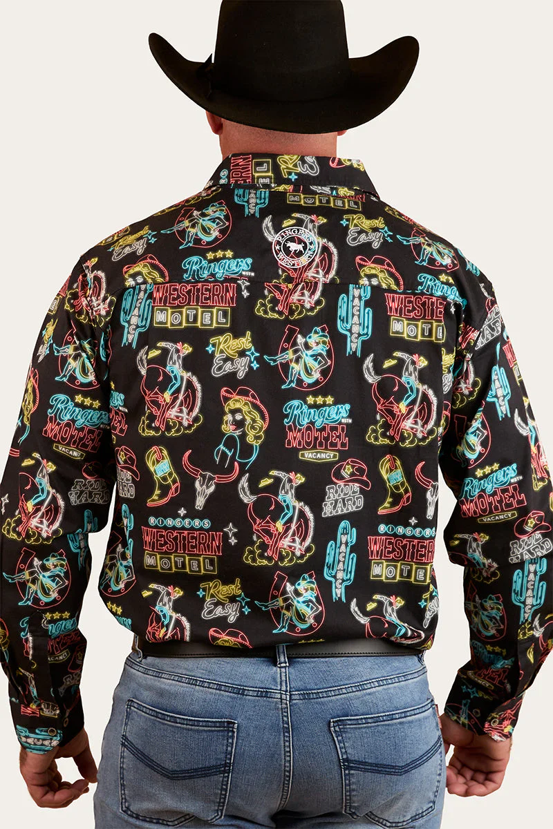 Ringers Western The Dyno Mens Half Button Work Shirt - Black/Multi - Image 3