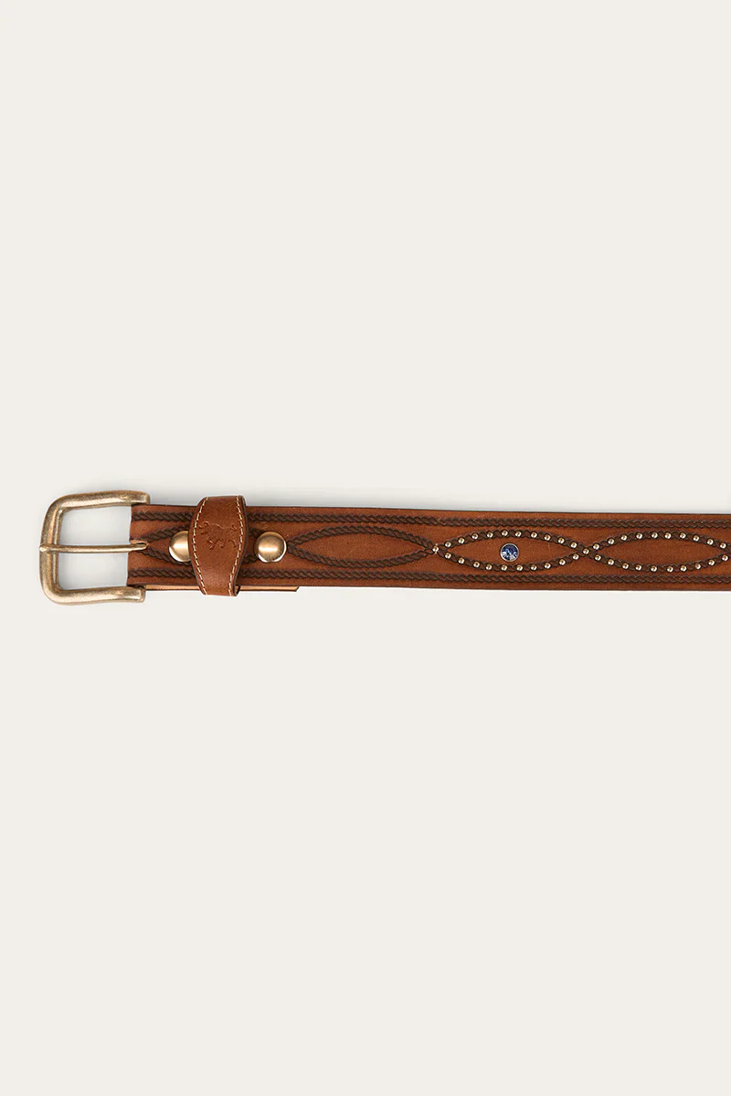 Ringers Western Womens Diamond T Belt - Tan/Silver - Image 2