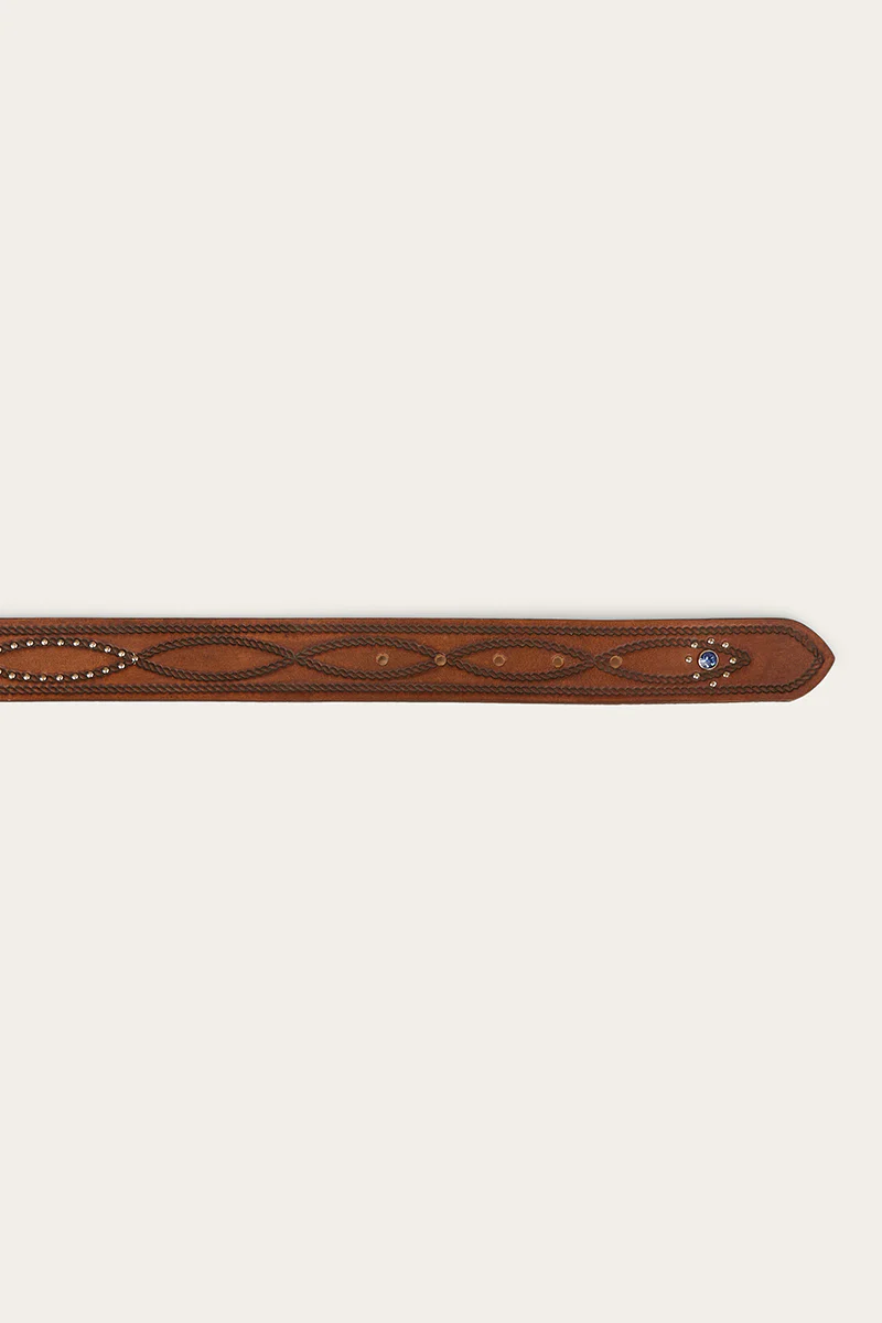Ringers Western Womens Diamond T Belt - Tan/Silver - Image 3