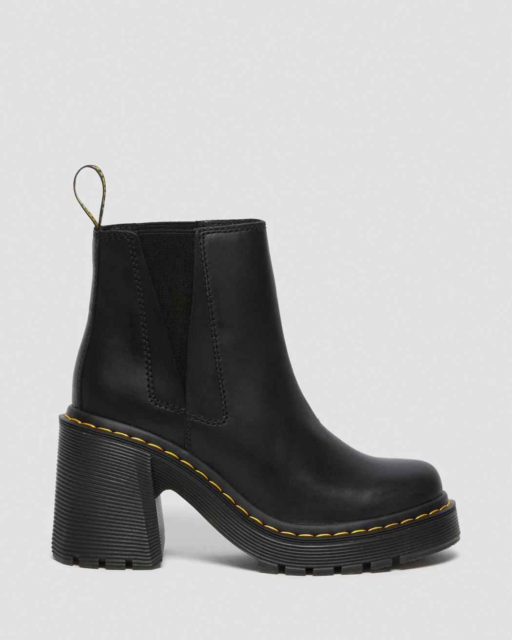 Dr Martens. Spence Leather Flared Heel Chelsea Boots - Black Sendel