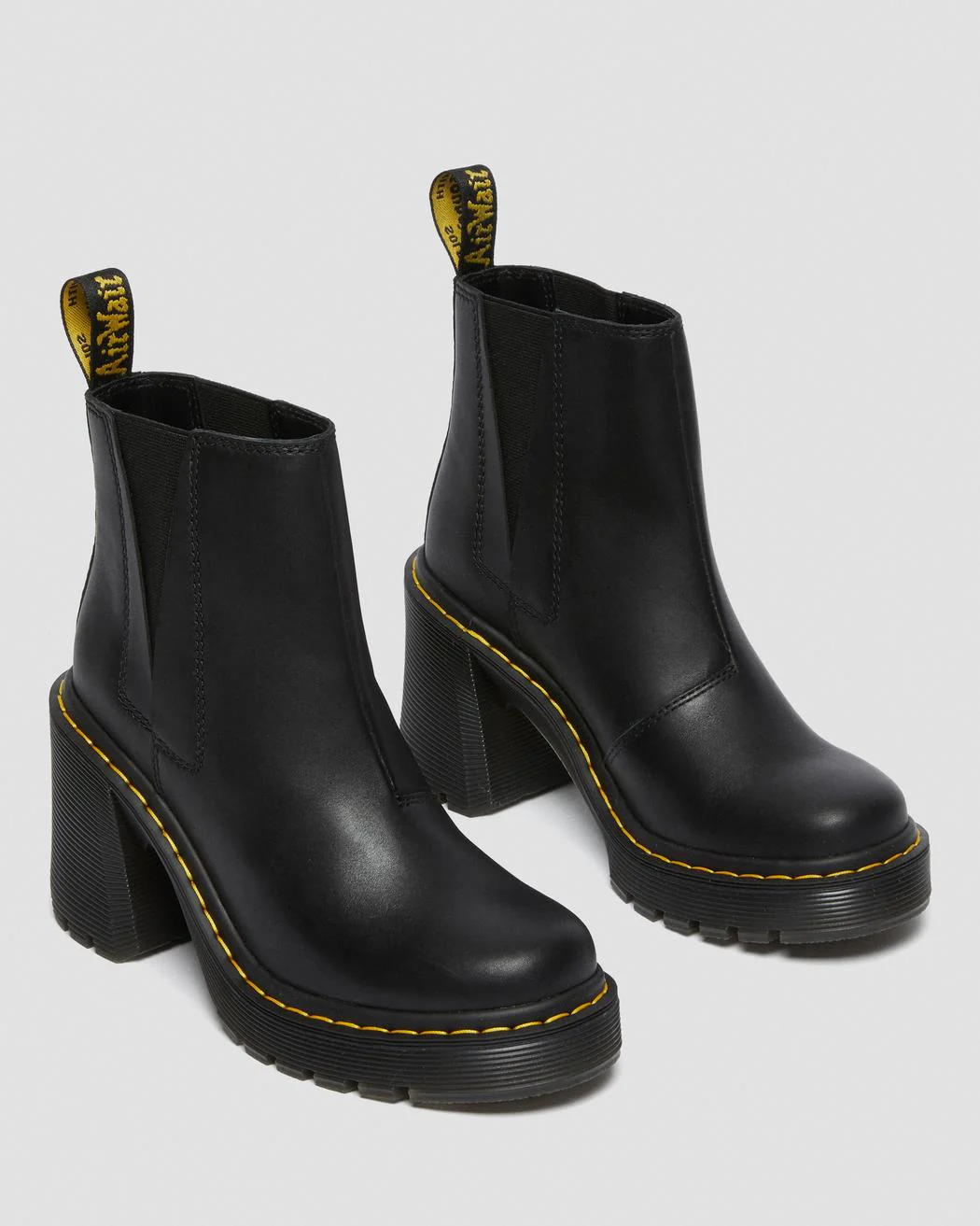 Dr Martens. Spence Leather Flared Heel Chelsea Boots - Black Sendel - Image 5