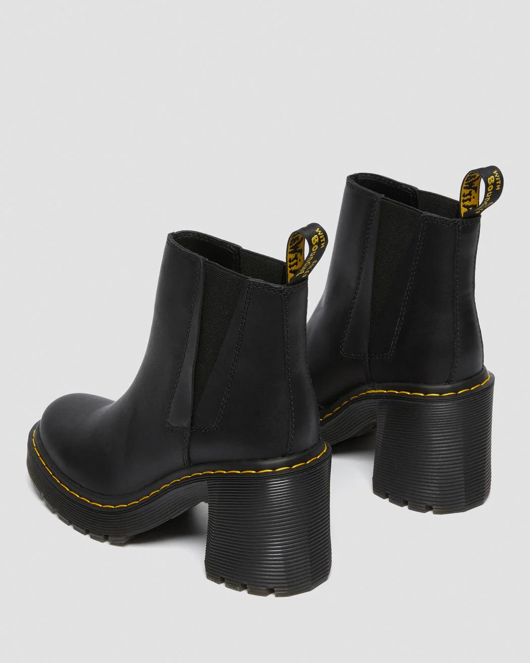Dr Martens. Spence Leather Flared Heel Chelsea Boots - Black Sendel - Image 6