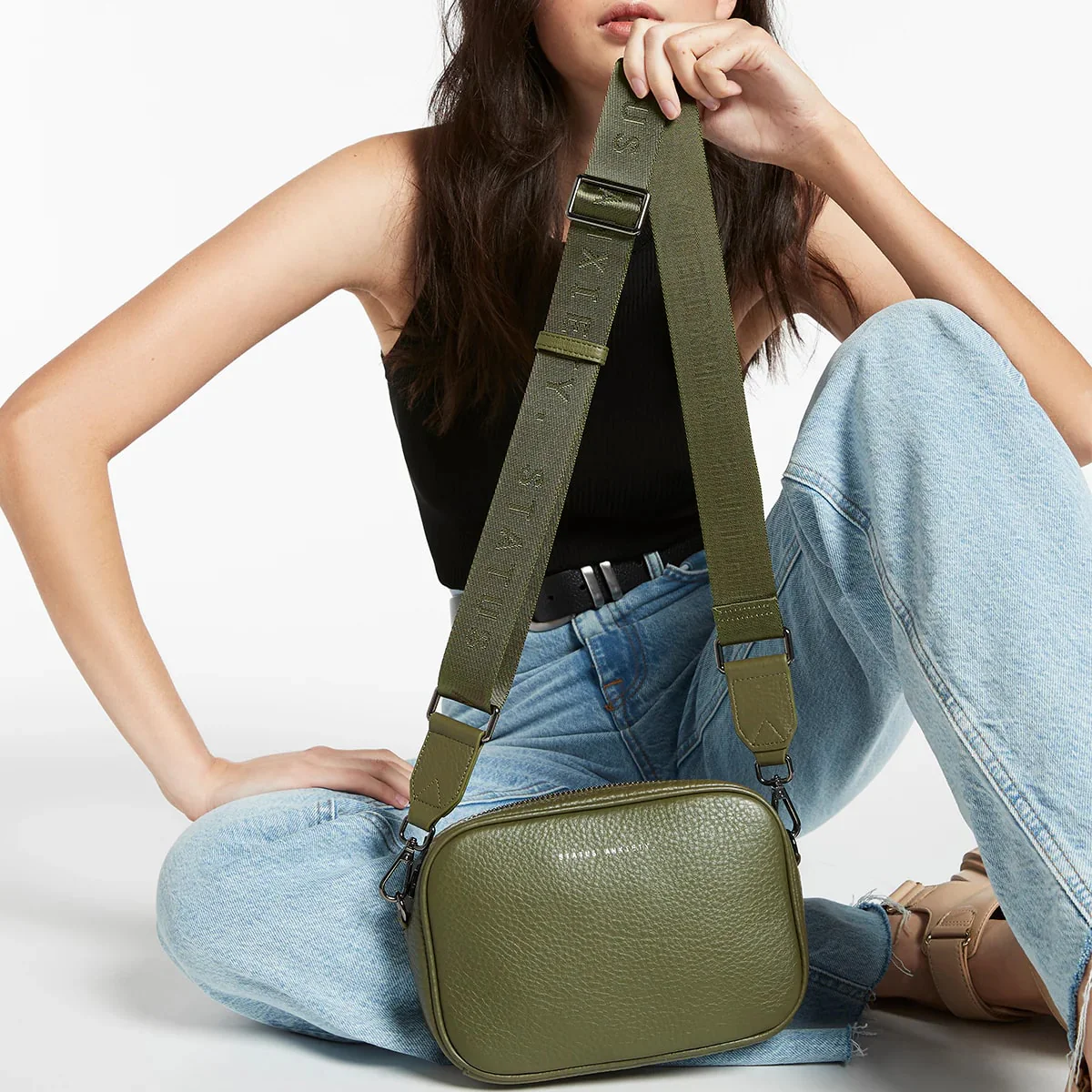 Status Anxiety Plunder With Webbed Strap Bag - Khaki - Image 6