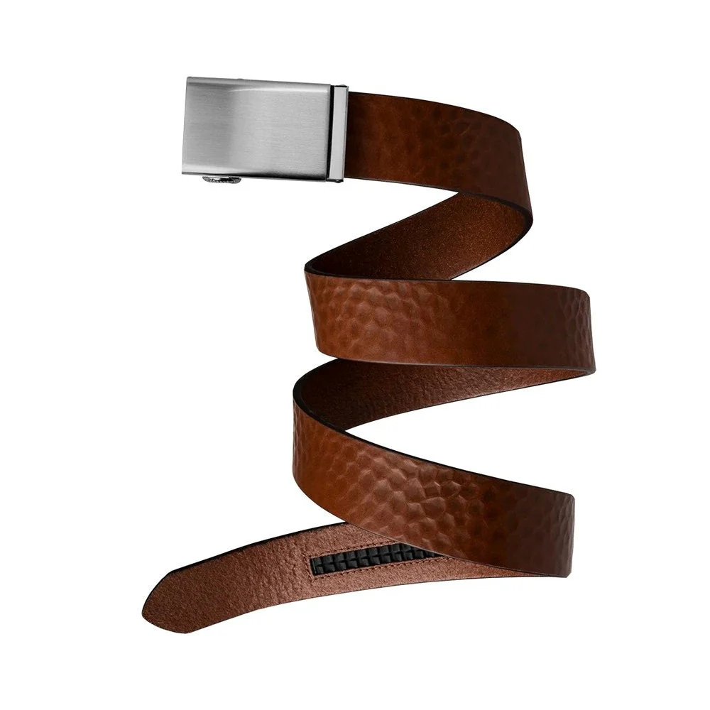 Mission Belt Steel Buckle / 40mm Brown Tobacco Caddy Embossed Full Grain Leather Belt