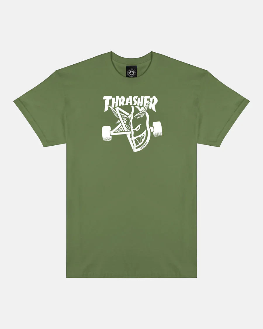 Thrasher X Spitfire Thrash & Burn Tee - Military Green