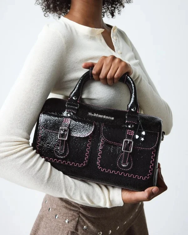 Dr. Martens Top Handle Bag - Black Distressed Patent - Image 2