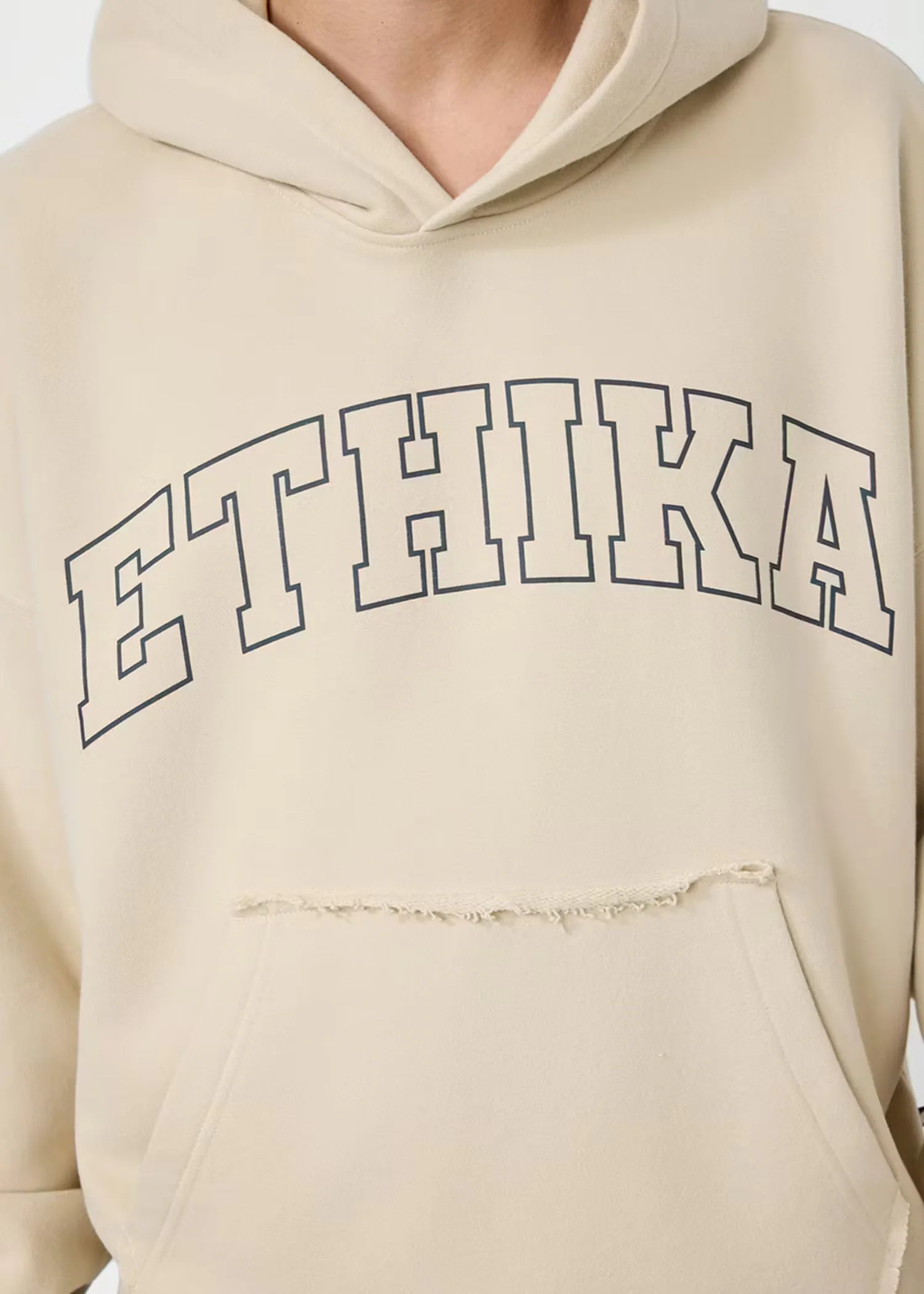 Ethika Unisex Comfort Teddy Hoodie - Cream - Image 7