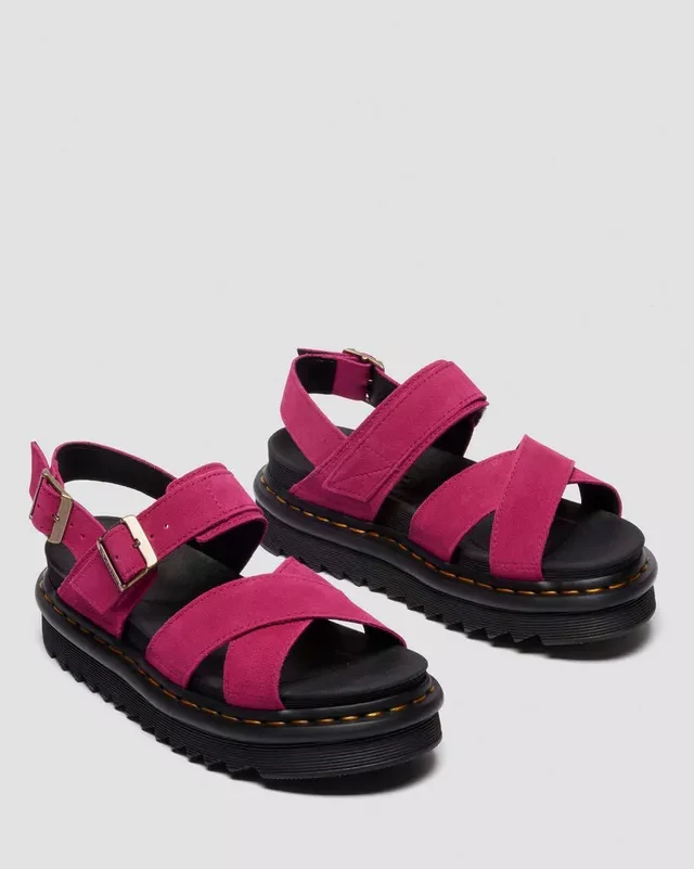 Dr. Martens Voss II Sandal - Fuchsia Pink Greasy Suede - Image 4
