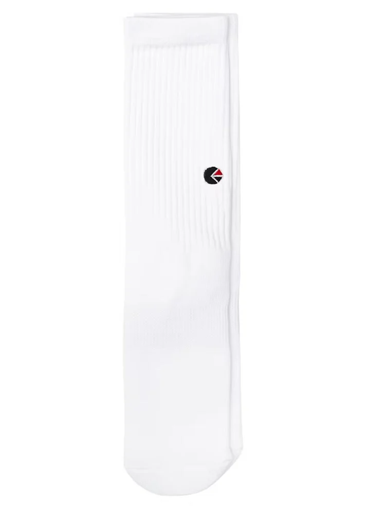 Ethika Mens White Crew Socks - Black Logo - Image 2