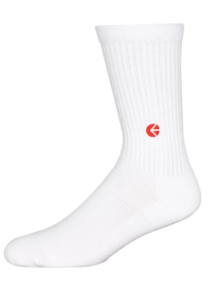 Ethika Mens White Crew Socks - Red Logo