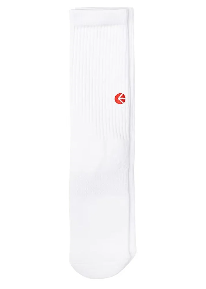 Ethika Mens White Crew Socks - Red Logo - Image 2