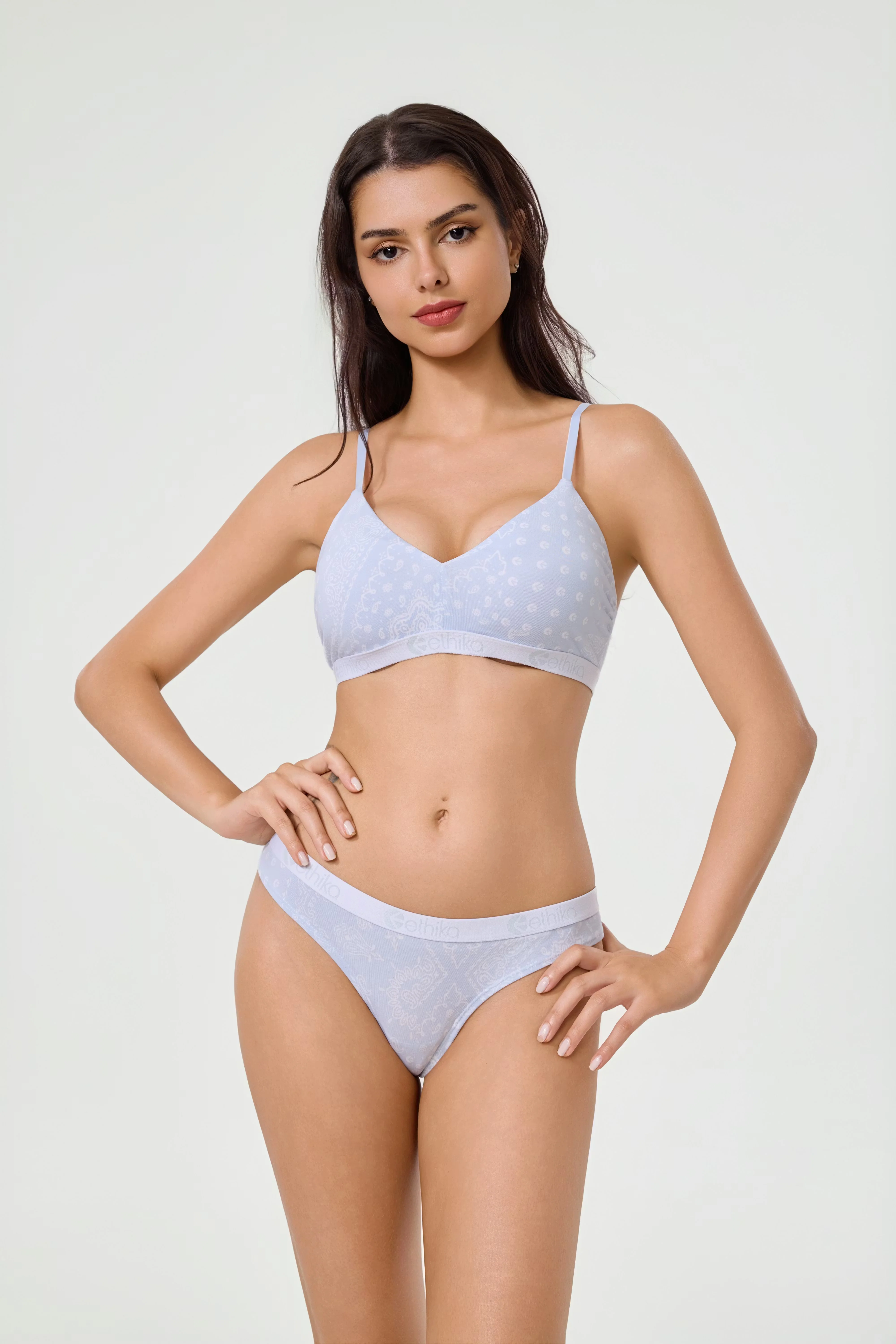 Ethika Womens Ice Paisley V-Neck Bra - Image 2