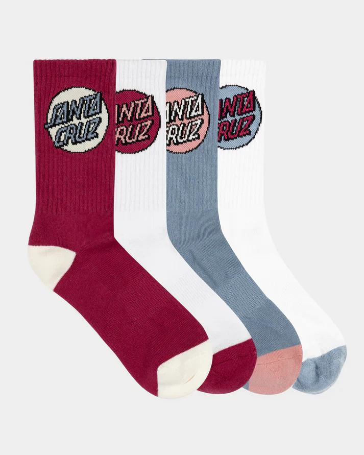 Santa Cruz Womens Other Dot Crew Sock 4 Pack
