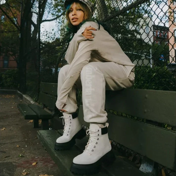 Timberland Womens Sky 6 Inch Lace Up Boots White Nubuck - Image 3